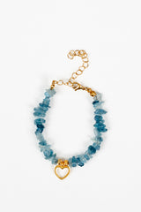 Kalpli Kırık Akuamarin Doğal Taş Bileklik