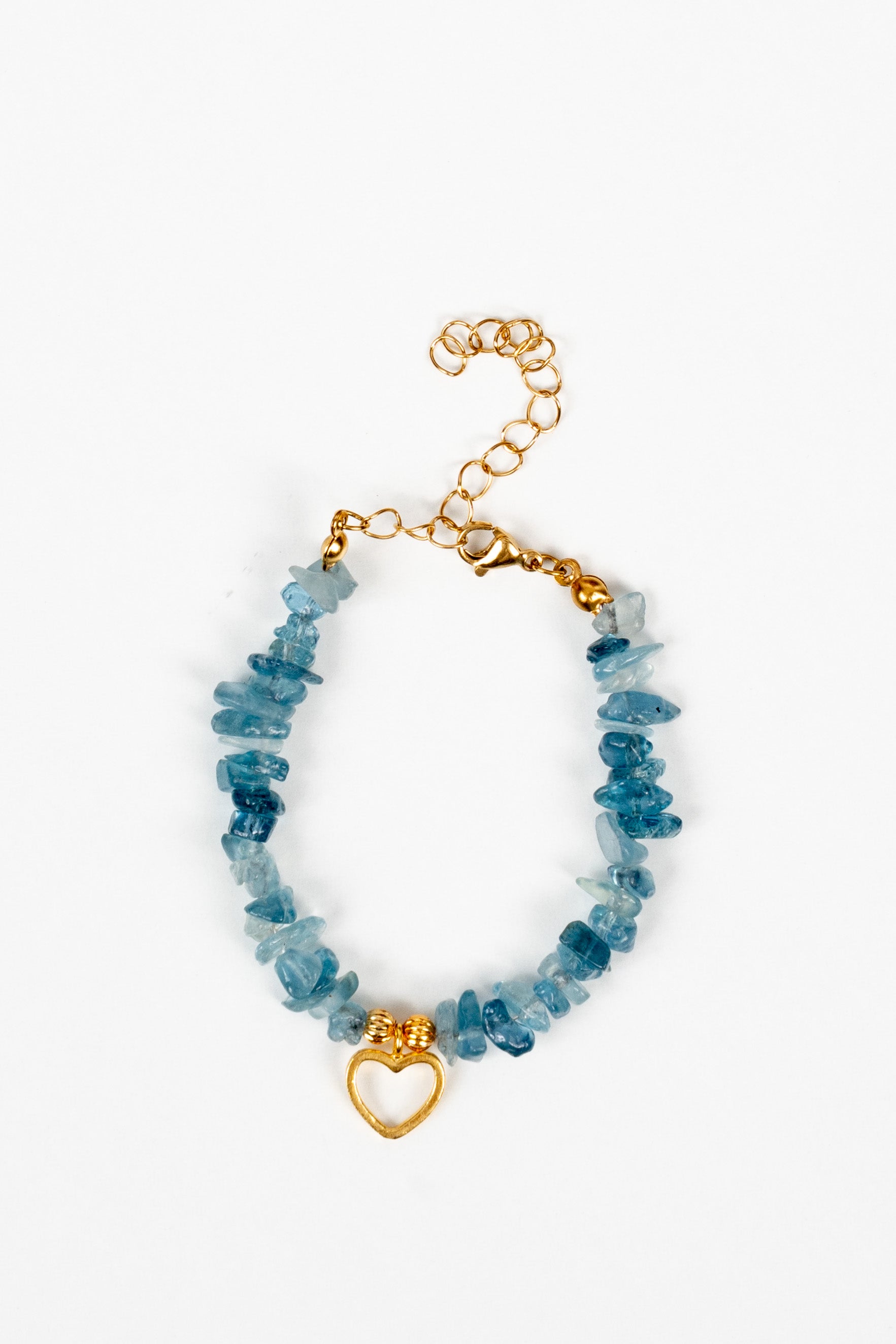 Kalpli Kırık Akuamarin Doğal Taş Bileklik