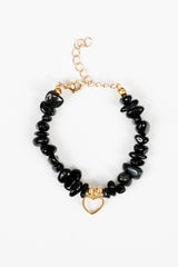 Kalpli Kırık Obsidyen Doğal Taş Bileklik