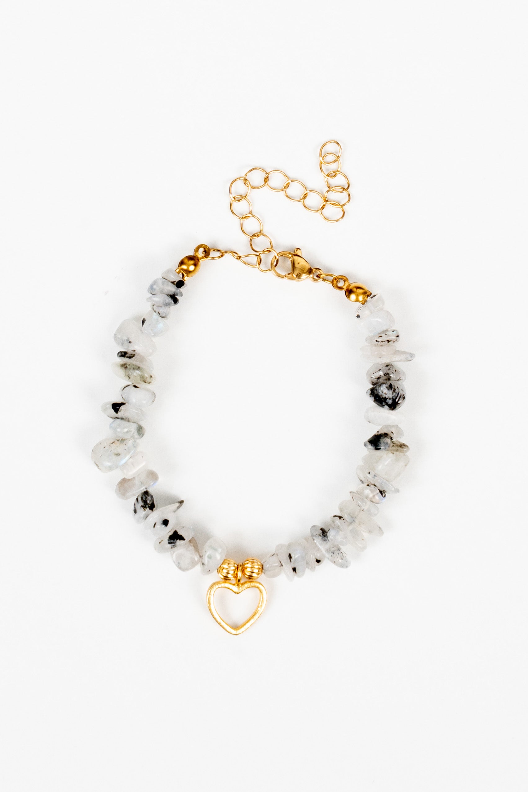 Kalpli Kırık Hindistan Ay Taşı Doğal Taş Bileklik