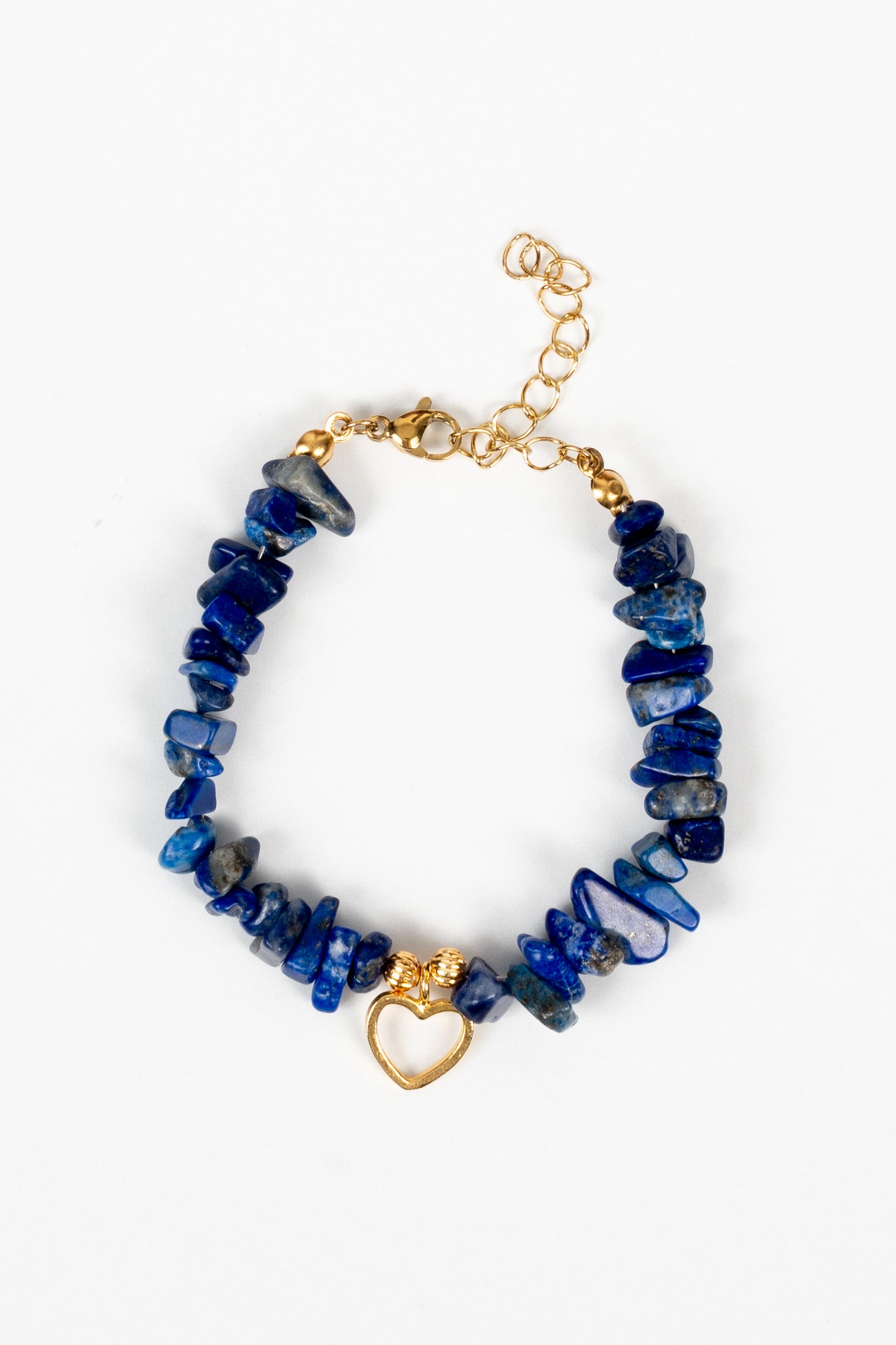 Kalpli Kırık Lapis Lazuli Doğal Taş Bileklik